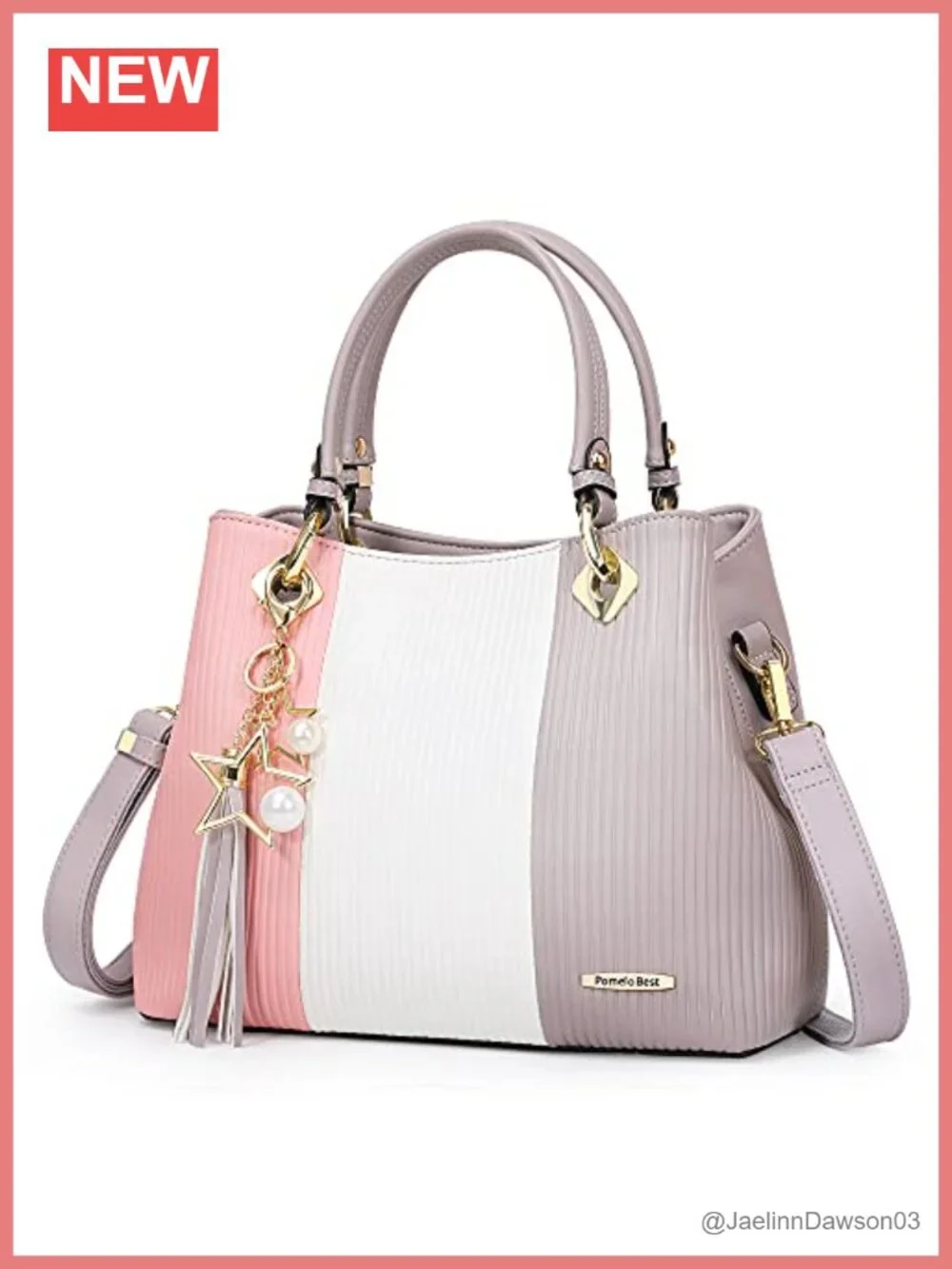 Women's Top Handle Satchel Purse PU Leather Multi Pocket 3-in-1 Bag